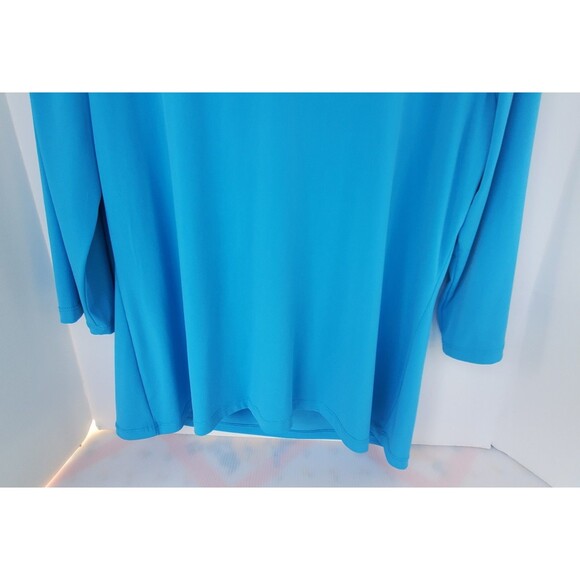 cdw Creative Design Works 90's Size 2X Sky Blue Cowl Neck Blouse 3/4 Sleeve Top - Picture 7 of 9